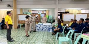 บรรยาการการรับสมัครเลือกตั้งสมาชิกสภาเทศบาลตำบลเด่นชัยและนายกเทศมนตรีตำบลเด่นชัย เป็นวันแรก